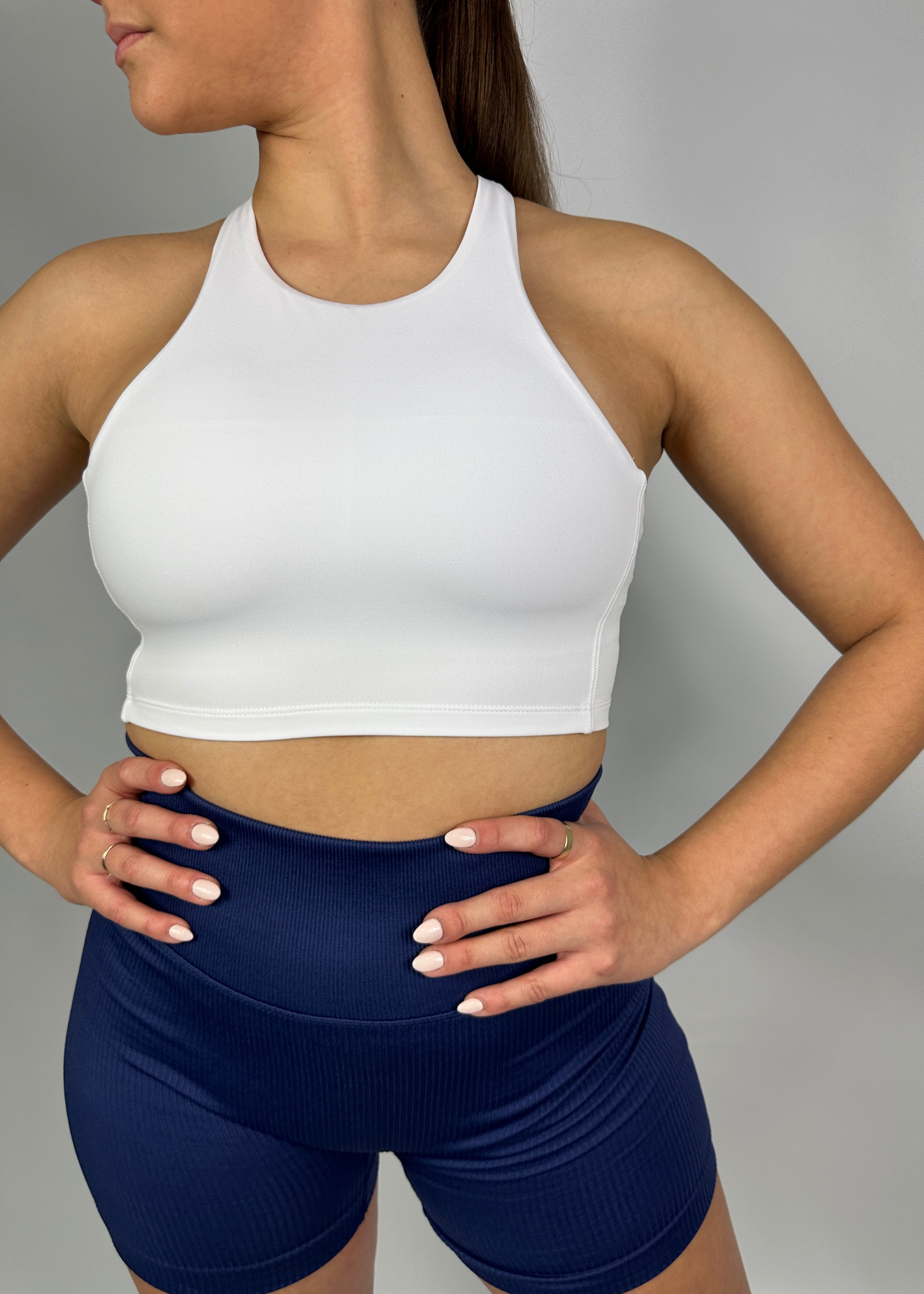 Luxe Racer Back Crop - White