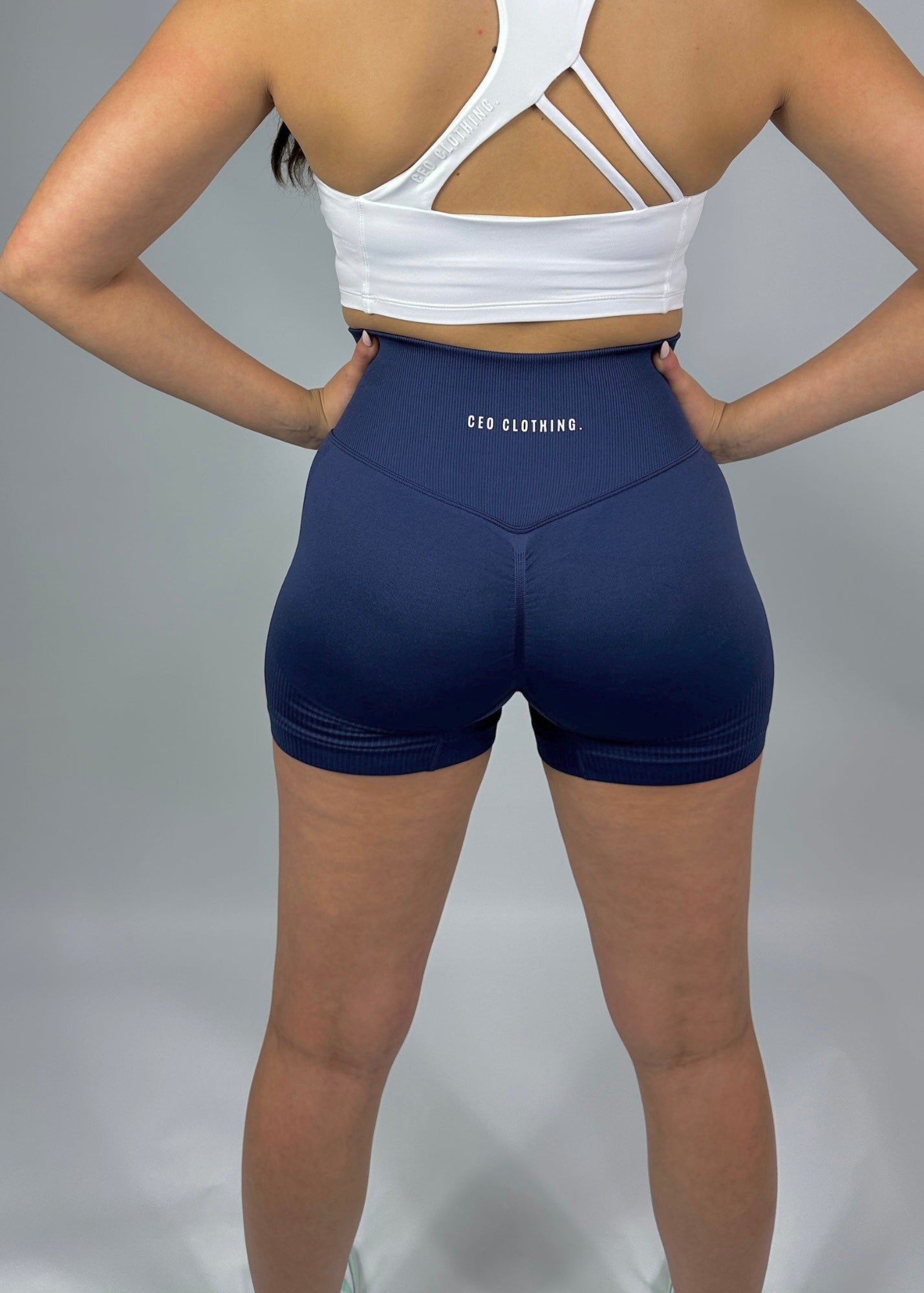 Ribbed Seamless Shorts - Navy Blue