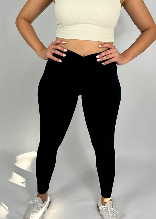 Cross V Waist Leggings - Seamless