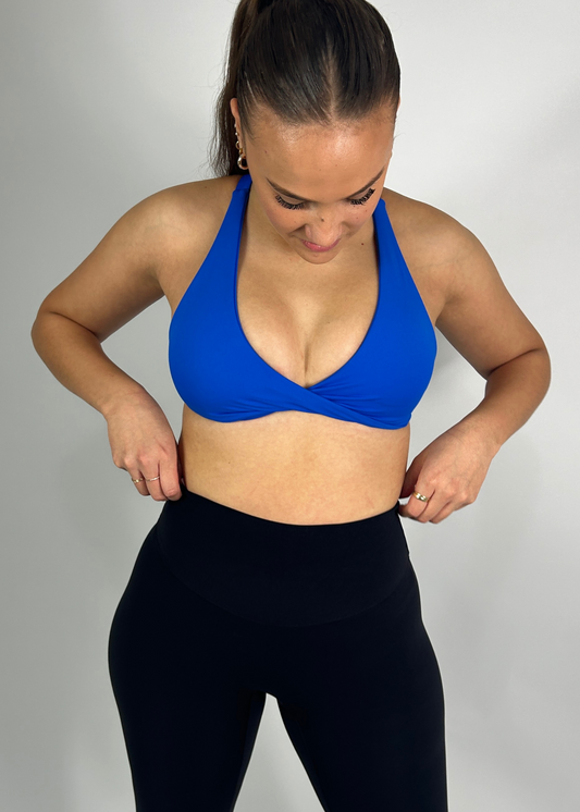 Front Twist Bra - Bright Blue